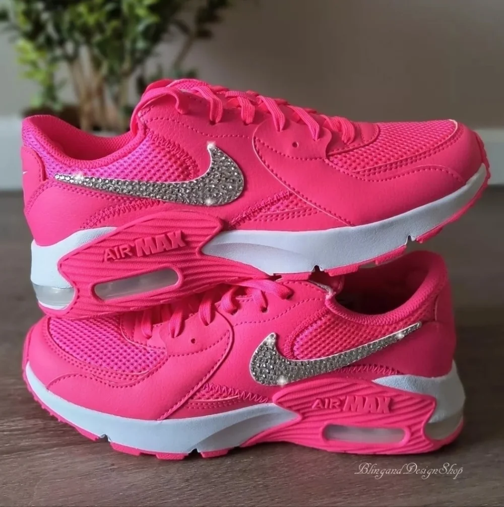 Nike Air Max Excee Womens Pink Sneakers Shoes Made with Swarovski Crystals
